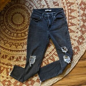 Levi’s Black Skinny Jeans with Distressed Details